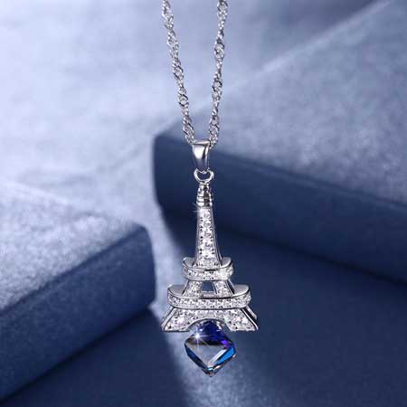 Sterling Silver Eiffel Tower Pendant Necklace