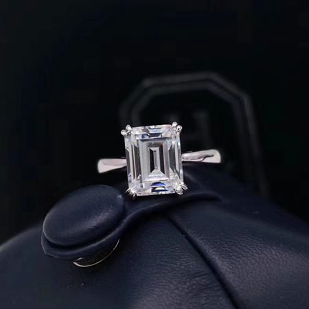 Sterling Silver 3 Carat Emerald Cut Solitaire Engagement Ring