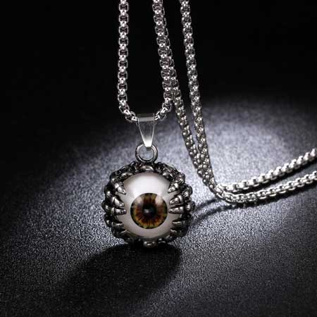 Evil Eye Necklace for Guys in Titanium Steel