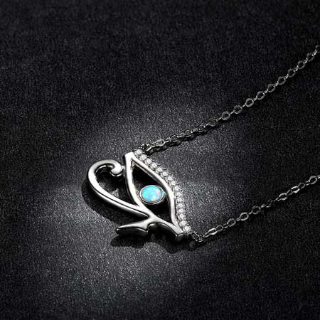 Eye of Horus Pendant Necklace in Sterling Silver for Women