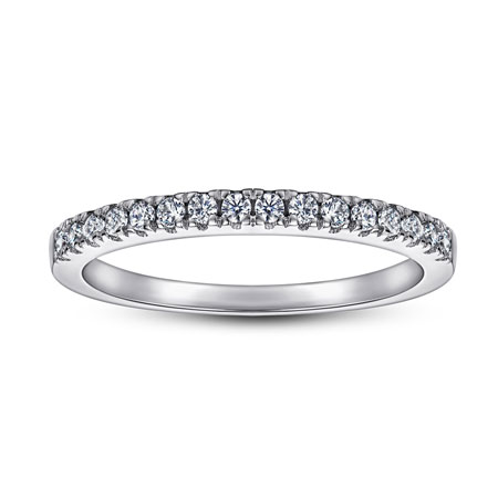 Half Eternity Floating Cubic Zirconia Wedding Band in Sterling Silver