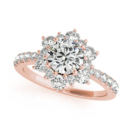 SONA Simulant Diamond Flower Shape Engagement Ring
