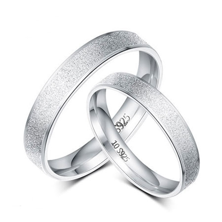 Cheap Sterling Silver Frosted Wedding Rings for Him and Her