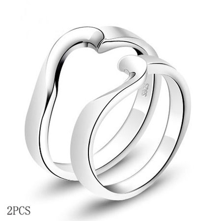 Sterling Silver Half Heart Rings for Couples