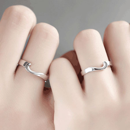 Sterling Silver Half Heart Rings for Couples