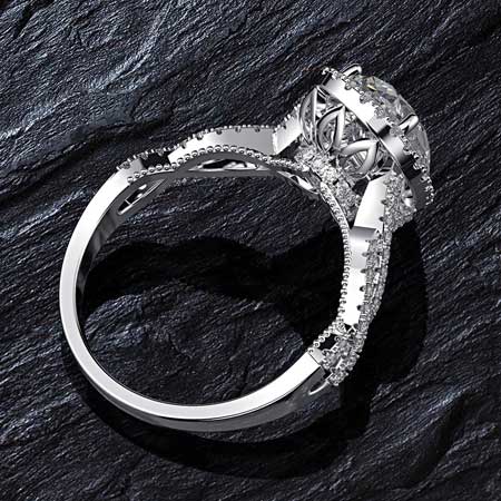 Halo Pear Shaped Engagement Ring in Sterling Silver