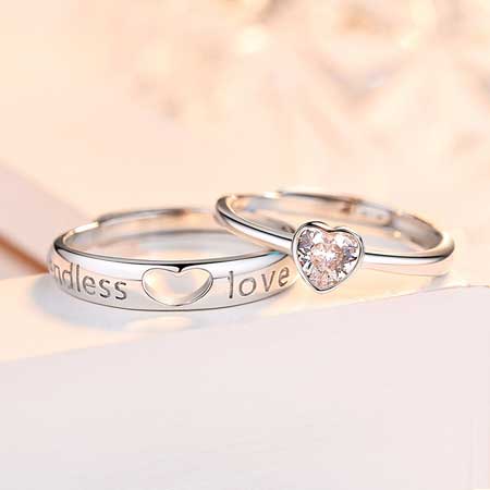 Heart Endless Love Rings for Couple in Sterling Silver