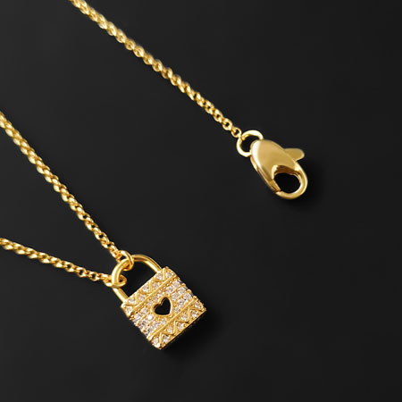 Heart Lock Necklace Gold Plated in Sterling Silver