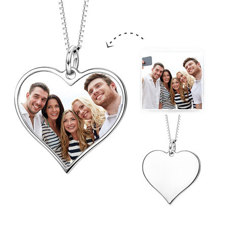 Heart Necklace with Picture Inside in Sterling Silver