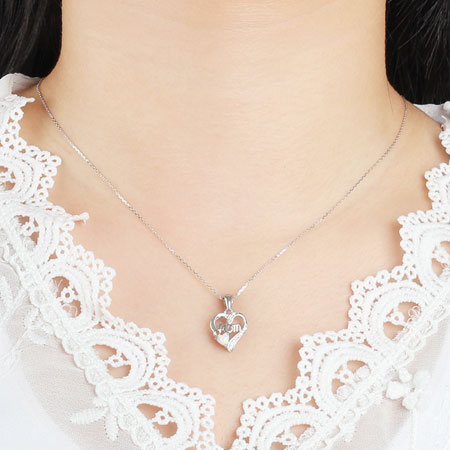 Heart Necklace for Mom & Mother\'s Day with Opal