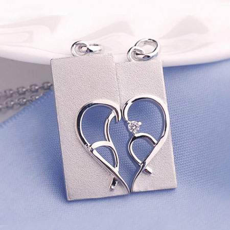 Broken Heart Necklace for Couples in Sterling Silver