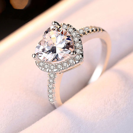 Voorstad nauwelijks Verdampen Sterling Silver Heart Shaped Promise Ring for Her - JewelryEva