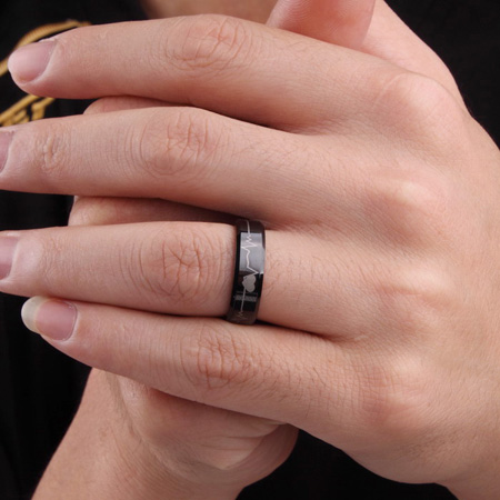 Black Tungsten Heartbeat Rings for Couples