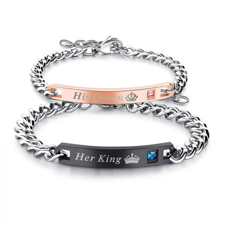 His Queen Her King Bracelets for Couple