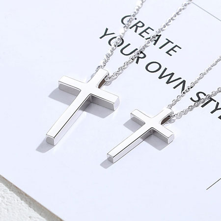 His and Hers Cross Necklaces in Sterling Silver