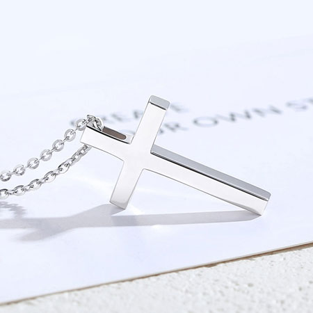 His and Hers Cross Necklaces in Sterling Silver