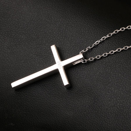 Love Forever His and Hers Matching Cross Necklaces Sterling Silver