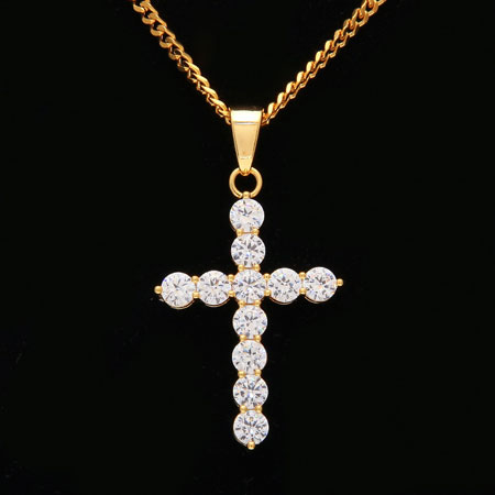 Iced Out Cross Chain with Cubic Zirconia
