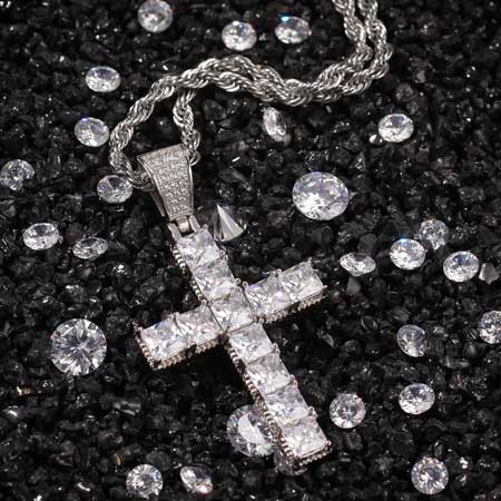 Iced Out Cross Pendant Necklace
