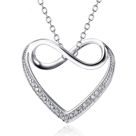 Infinity with Heart Necklace in Sterling Silver