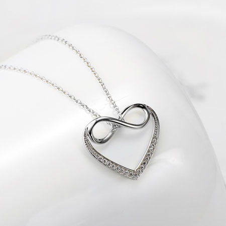 Infinity with Heart Necklace in Sterling Silver
