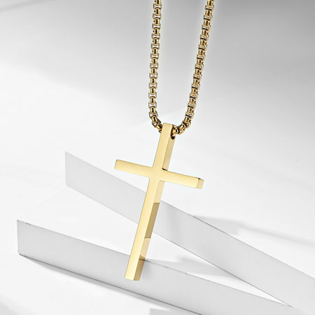 Large Medium Small Stainless Steel Cross Pendant Necklace
