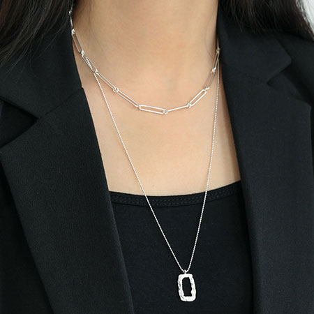 Large Paperclip Chain Necklace Sterling Silver 16 Inch