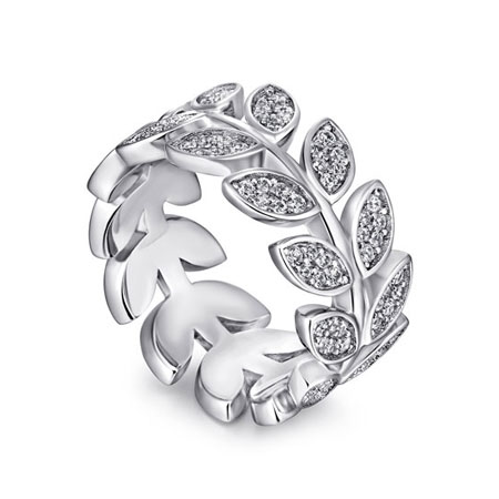 Leaves Wedding Ring in Sterling Silver