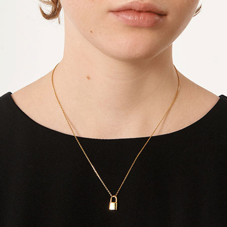 Lock Necklace with Initial Gold Plated in Sterling Silver