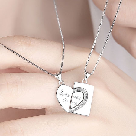 Matching Love Necklaces for Couples in Sterling Silver