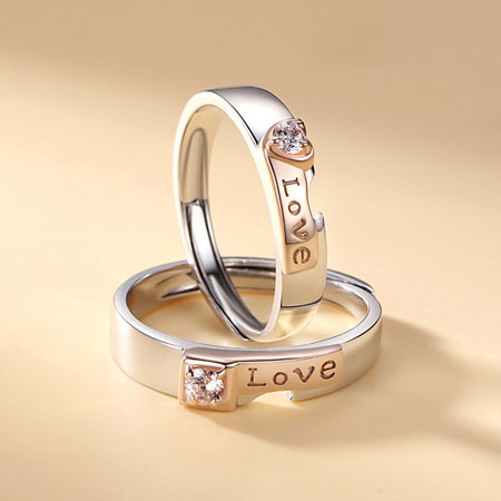 Love Rings for Couples with CZ Diamonds in Sterling Silver