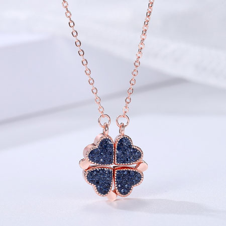 Magic Lucky Four Leaf Clover Necklace in Sterling Silver
