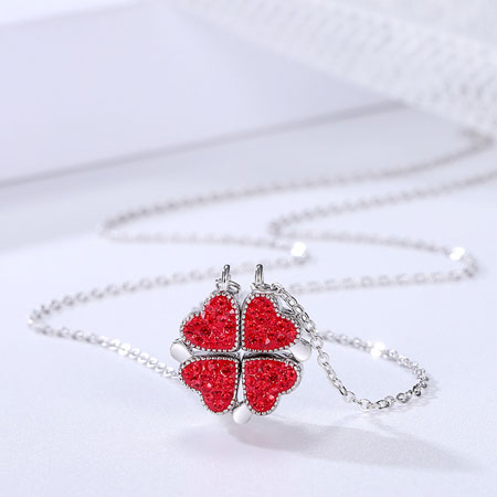 Magic Lucky Four Leaf Clover Necklace in Sterling Silver