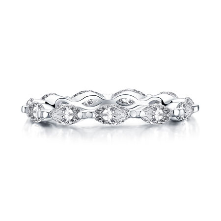 Marquise Cut SONA Diamond Wedding Band in Sterling Silver