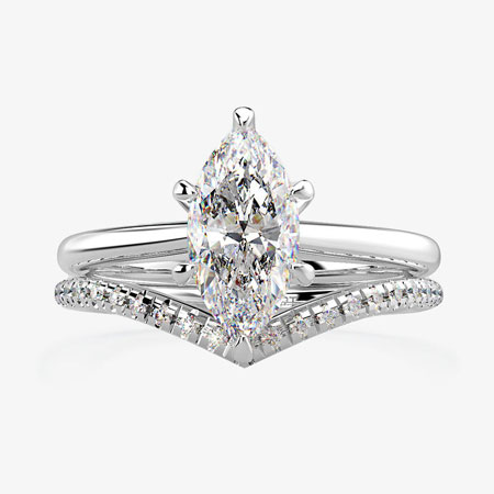 Marquise Engagement Ring Sets in Sterling Silver