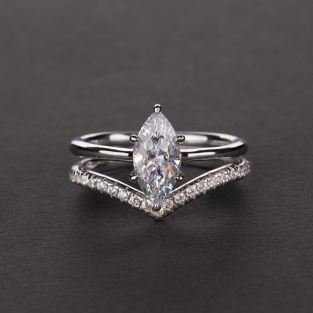 Marquise Engagement Ring Sets in Sterling Silver