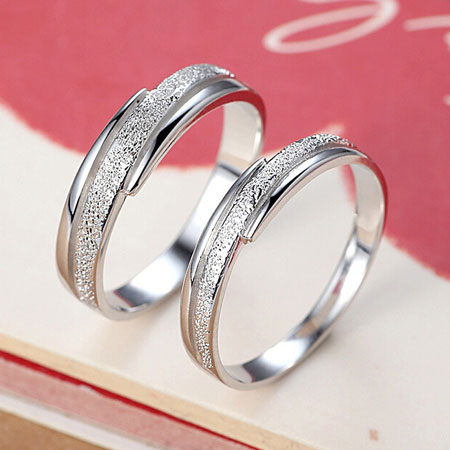 Matching Couple Promise Rings Set in Sterling Silver