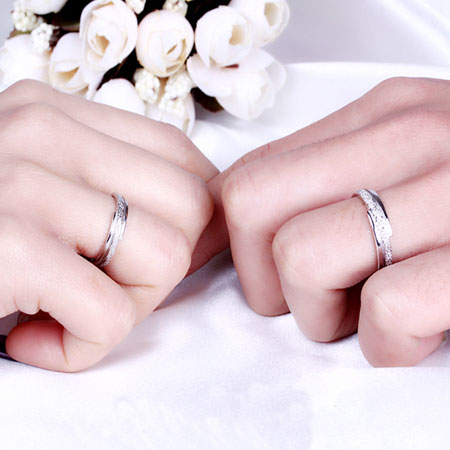 Matching Couple Promise Rings Set in Sterling Silver