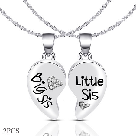 Sterling Silver Big Sister Little Sister Birthstone Initial Necklaces, –  YMCJEWELRY