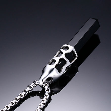Mens Black Onyx Pendant Necklace