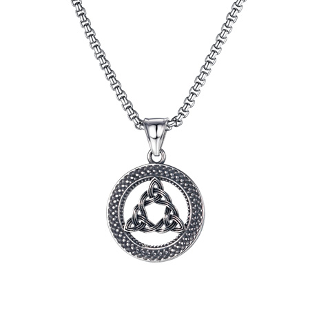 Mens Circle Triangle Shaped Pendant Necklace