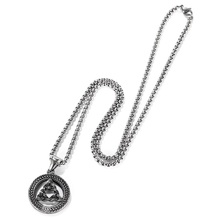 Mens Circle Triangle Shaped Pendant Necklace