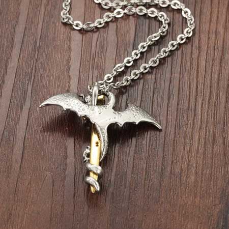 Mens Dragon Pendant Necklace