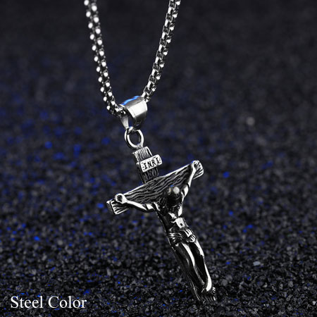 Cross Pendant Unisex Men Stainless Steel Cross Pendant Necklace Chain Fashion Jewelry HYJMJJ Jesus Cross Pendant Metal Color 