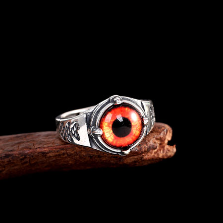 Mens Red Tiger Eye Ring in Sterling Silver