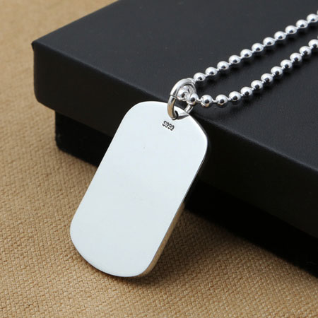 Mens Sterling Silver Dog Tag Necklace Engraved