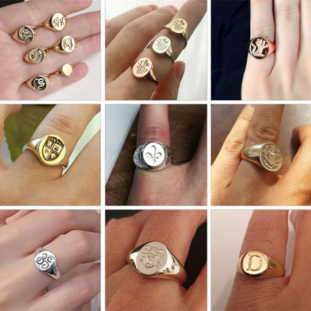 Personalized Mens Sterling Silver Signet Rings