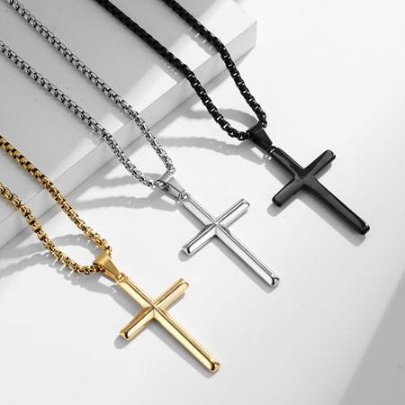 Men's and Women's Pure Titanium Cross Necklace Pendant and Chain