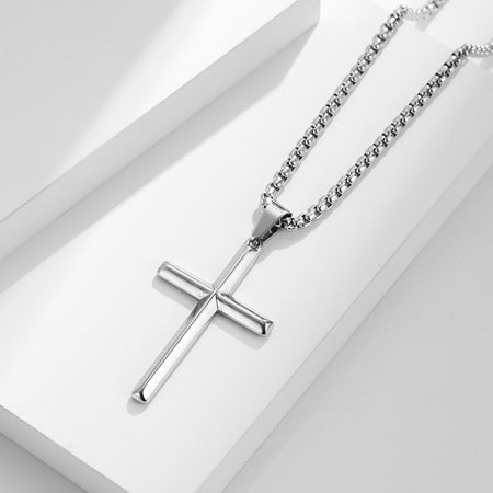 Men\'s and Women\'s Pure Titanium Cross Necklace Pendant and Chain