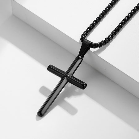 Men\'s and Women\'s Pure Titanium Cross Necklace Pendant and Chain